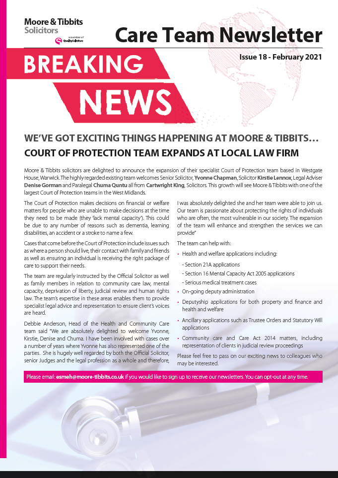 Moore & Tibbits Care Newsletter