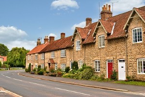 Quaint row of English village houses